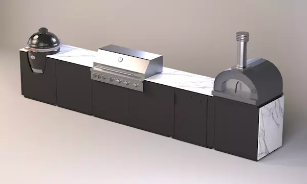 Animation der verschiedenen Sinterkeramik-Varianten, welche für die Arbeitsoberflächen der CB Outdoor Kitchen möglich sind.
